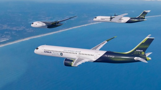 Airbus presentó tres proyectos para su concepto de cero emisiones.