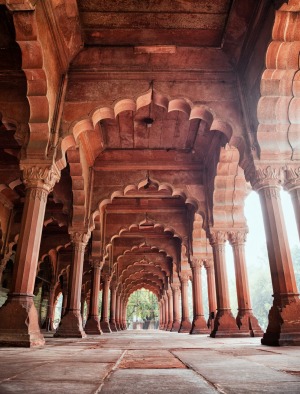 Diwan-i-Am (Audience Hall) en el Fuerte Rojo de Nueva Delhi, India.