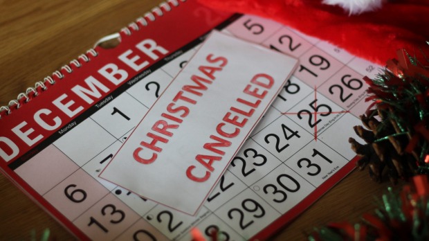 Calendario navideño cancelado, debido a la pandemia de Coronavirus Covid-19. Navidad cancelada