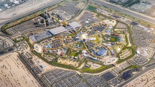El sitio de la Dubai World Expo.  La inauguración del evento está prevista para octubre.