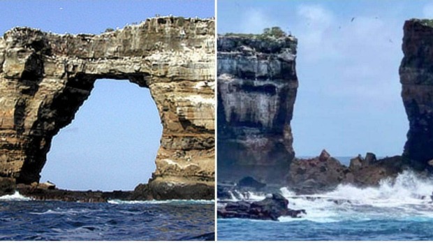 Arco de Darwin antes y después del colapso.