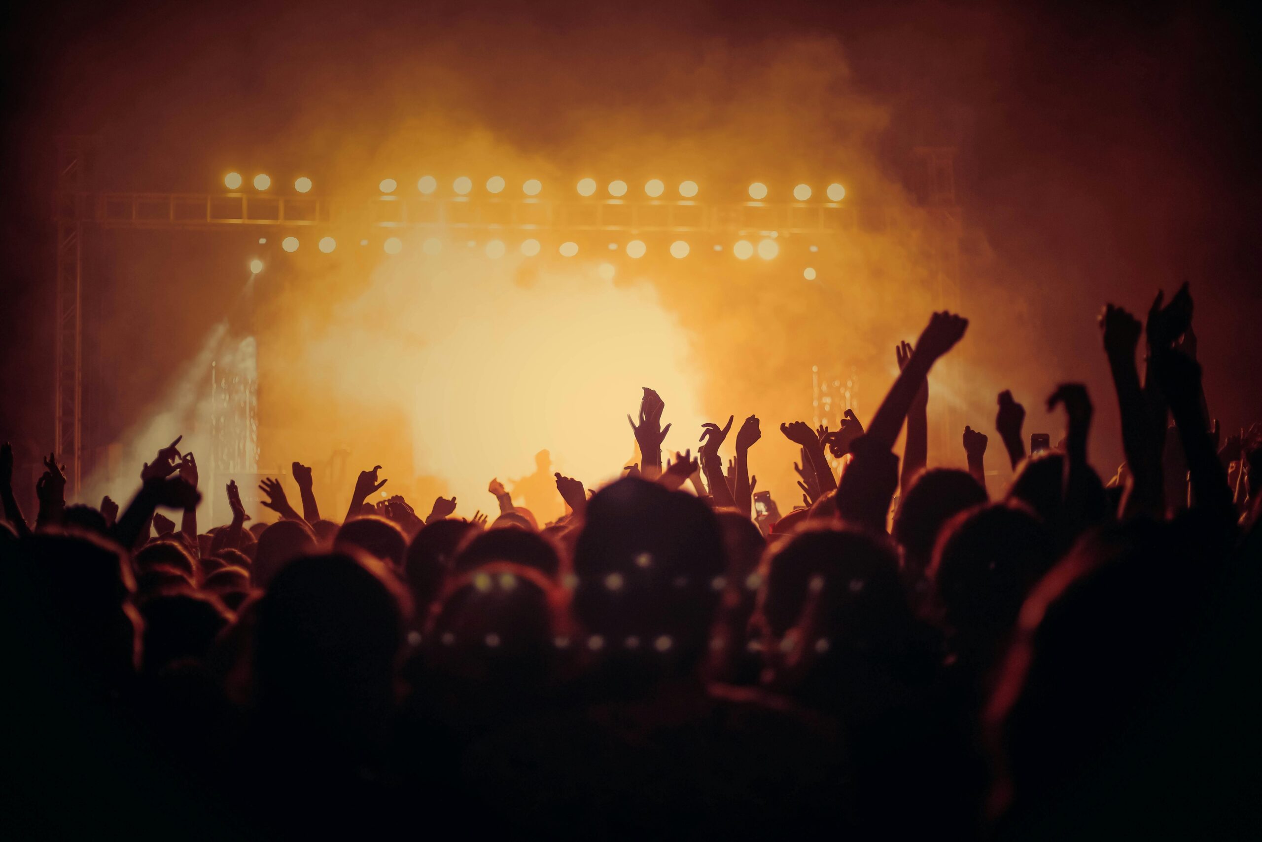 Multitud disfrutando concierto en festival de música al aire libre